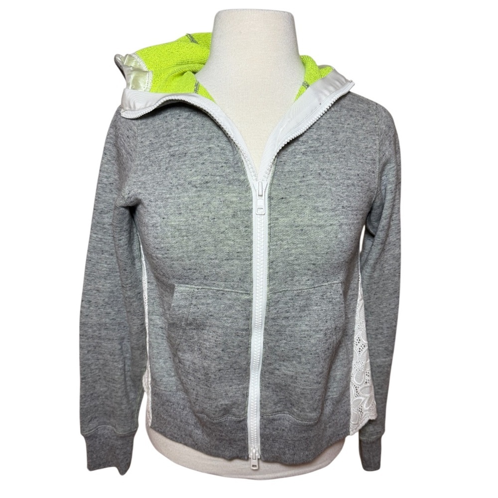 Gray Women's Zip-Up Hoodie w Lace like back-Size Small-Like New